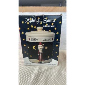 Christmas Cookie Jar Becca Barton ceramic Midnight Snowman CIC7311